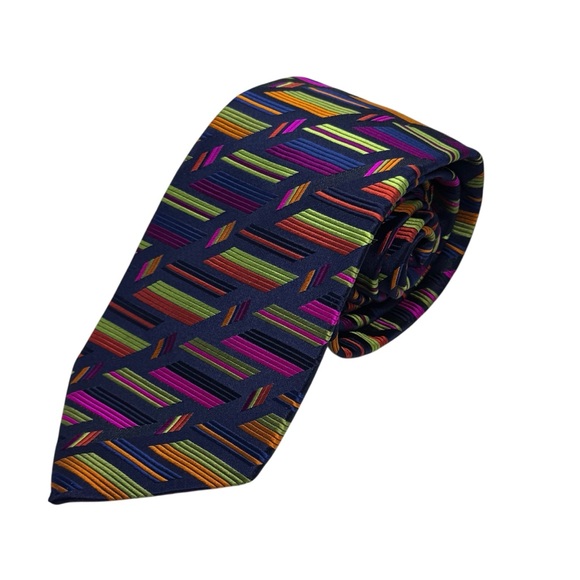 DUCHAMP Multi-color Striped Silk Tie HANDMADE ENGLAND 58”/3.5" Made In England - Picture 1 of 4